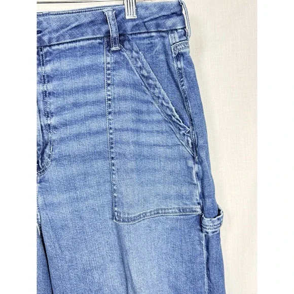American Eagle Curvy Super High Rise Carpenter Jeans Baggy Wide Leg Blue 16 - Picture 6 of 10